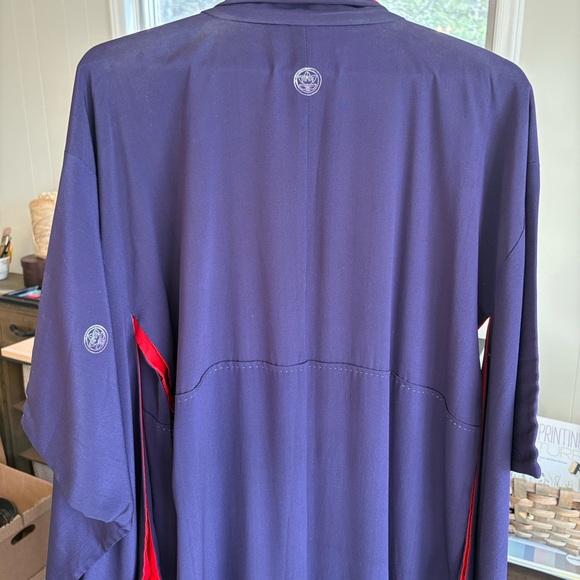 Elegant Vintage Kimono Jacket - Red Navy Handmade Size Tall L - Picture 4 of 9